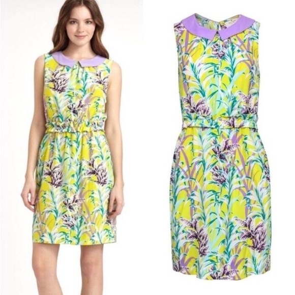 Kate Spade Neal Flora Silk Peter Pan Collar Dress Size  W6 - Picture 1 of 6